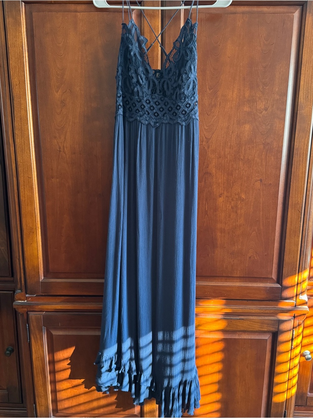 Free People Navy Blue Lace-Top Maxi Dress - Picture 11 of 12